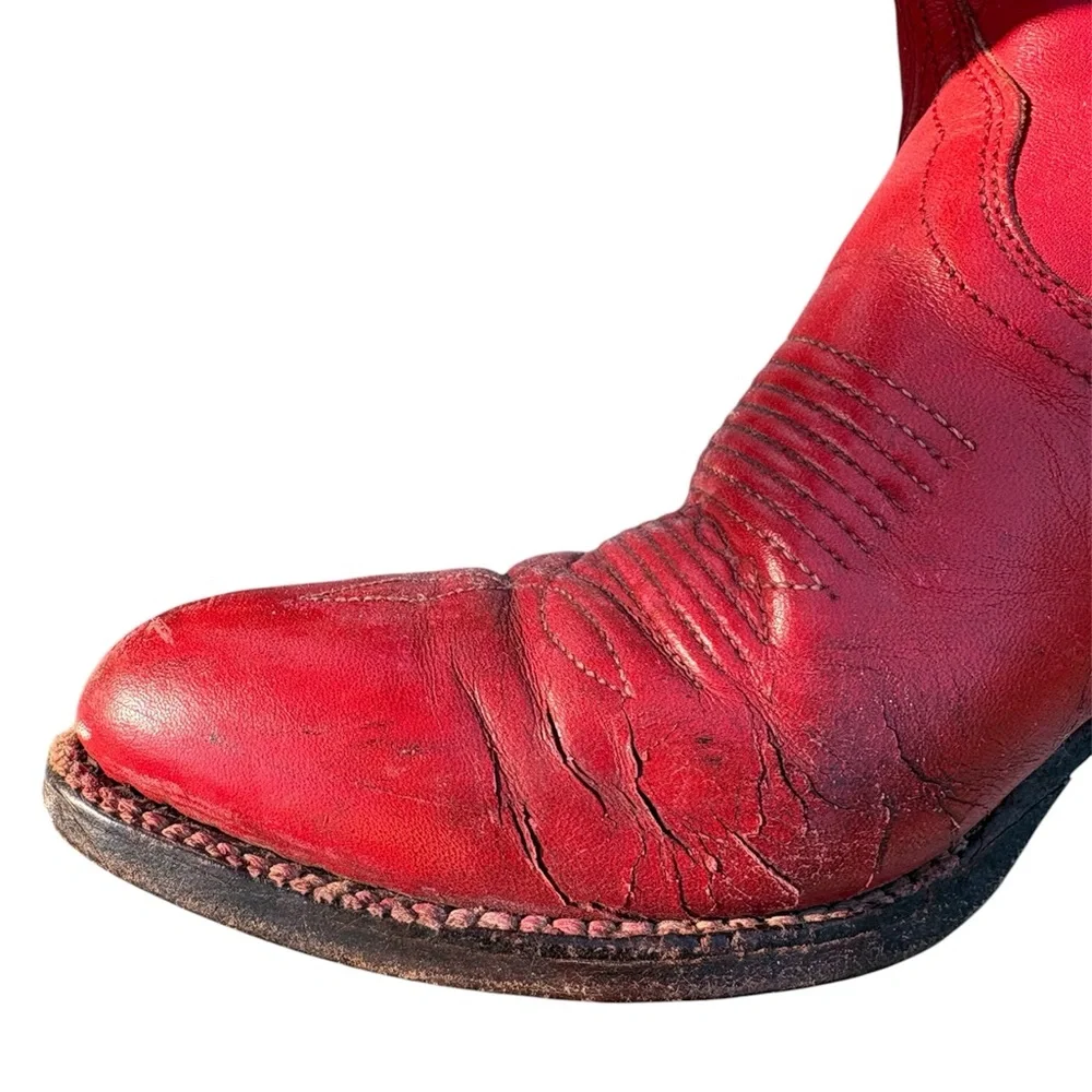 Ralph Lauren Polo Western Cowboy Boots Vintage 1980s Red Leather Flower Inlay - Picture 10 of 16